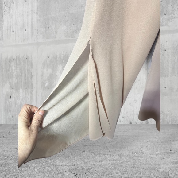 R&M Richard Nude/Blush Wide Leg Flowy Side Slit Dress Pant 12 Petite - Picture 6 of 13